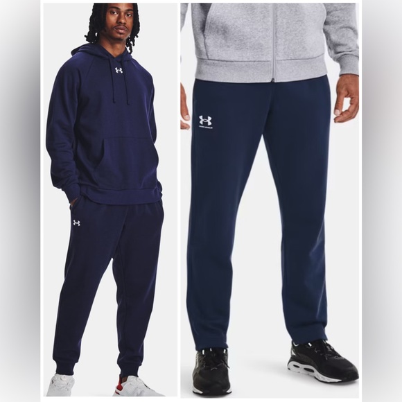 NWT Under Armour Men’s Rival Fleece Loose Fit Joggers Navy Blue Size 2XL - Picture 1 of 13